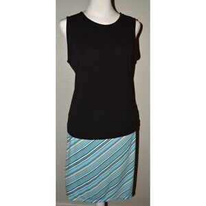 Women's Sleeveless Top and Blue Striped Skirt Outfit Sz Small Casual Work